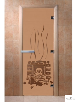 Дверь стеклянная для бани и сауны "Банька" Бронза матовая  8мм Ольха 1900*700