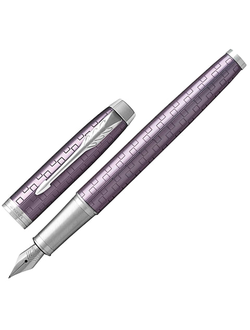 Ручка перьевая PARKER "IM Premium Dark Violet CT", корпус фиолетовый с гравировкой, хромированные детали, синяя, 1931636