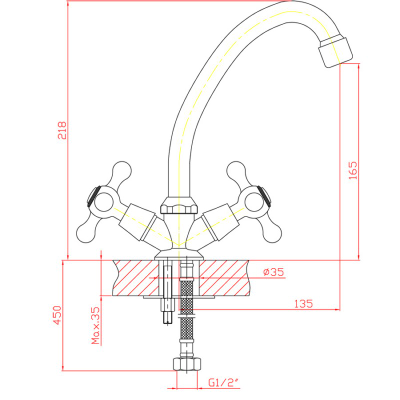 444810 Смеситель для кухни излив 218мм, ZOLLEN DORTMUND (арт. DO75420311-1)