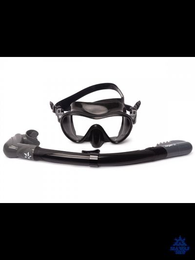 Маска для дайвинга с трубкой Sargan "АГИДЕЛЬ" черно-серый силикон, комплект