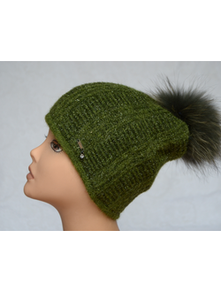Стильная женская шапка с помпоном Vizio Италия 6467 зеленая фото