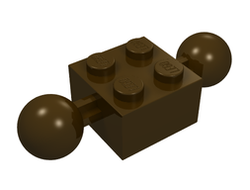 Technic, Brick Modified 2 x 2 with 2 Ball Joints, Dark Brown (57908 / 6046940)