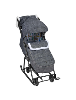 Санки-коляска NIKA Kids «Наши детки» 6 (арт. НДТ6/1) с ламой серый