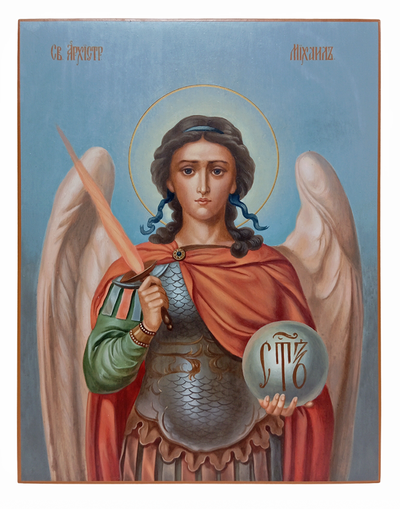 Михаил Архангел, святой Архистратиг. Рукописная икона 22х28см.