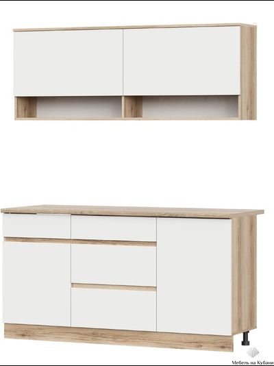 Брауни 1,6м кухонный гарнитур Дуб Делано/Белый