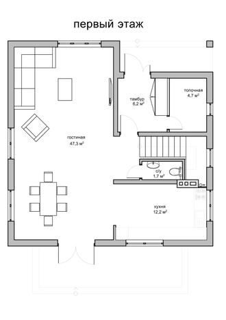 Двухэтажный дом с тремя спальнями и мансардой 142м² (S8)
