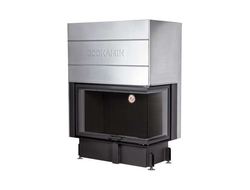 Каминная топка Дельта 1000 RB два стекла принтинг правая черный шамот, Экокамин (Россия)