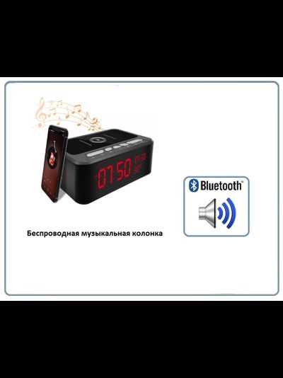 IP видеоняня WiFi (информатор времени + температуры в помещении, охранная видеокамера, беспроводная зарядка, стерео колонка Bluetooth) с DVR, Full HD 2 Mp (HDSmartIPC)