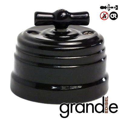 керамический ретро выключатель черный Grande