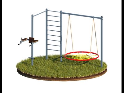 Спортивный комплекс 5 в 1 - Лестница, Турник, Брусья, Пресс, Подвес для качелей (UK-070)