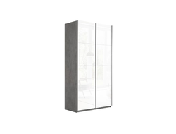 Шкаф-купе 2-х дверный «Траст» 1200 Бетон, Стекло белый глянец/Стекло белый глянец