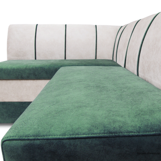 Кухонный Угловой диван "Форум-8" Зеленый/Слоновая кость Левый