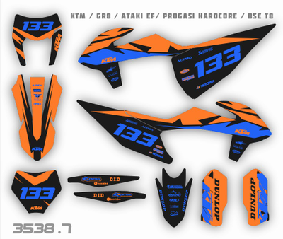 Наклейки на мотоцикл KTM 125-450 SX, SXF 2019-2022, EXC 2020-2023/GR8 #3538
