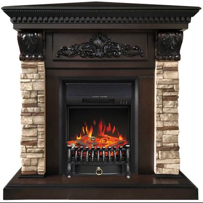 Угловой электрокамин Бронкс LUX BL с очагом Fobos