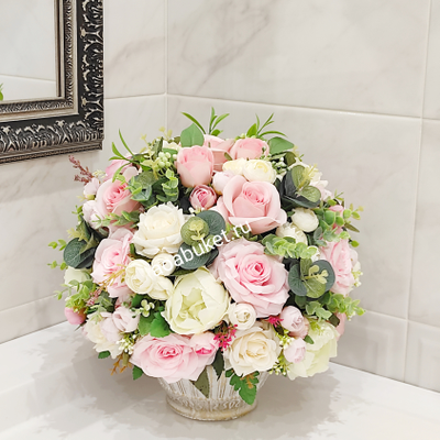 Композиция из искусственных цветов - Мирослава розовая № МС025 - для интерьера