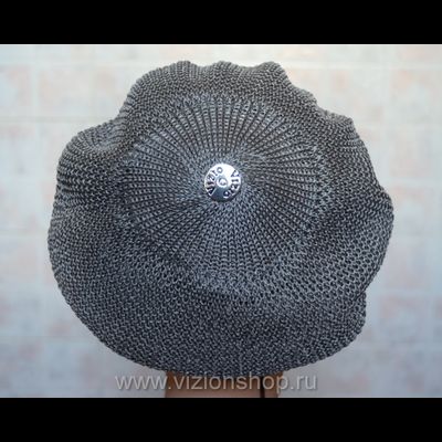 Вязаный берет женский с кружевом Vizio 4813 Италия серый