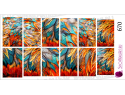 Слайдер-дизайн 670 - Огненно-рыжие и голубые перья Петуха