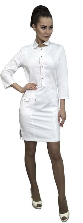 Халат медицинский жен, Х-241 ак белый, клеон ультра 0023, 158/164-46размер (платье)