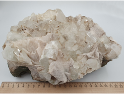 Кварц, горный хрусталь, кальцит, крупная друза кристаллов, Россия, Дальнегорск (230*185*85 мм, 4562 г) №28193