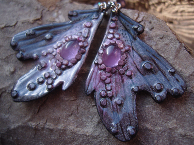 Волшебные серьги с аметистом "Крылышки Причудливой Феи"