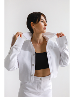 Куртка укороченная из джинсовой ткани (белый)