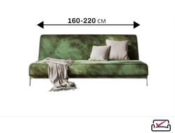 Чехол на 3х местный диван Без подлокотников, диван-книжку, диван Клик-кляк   Велюр Темно-оливковый. Россия