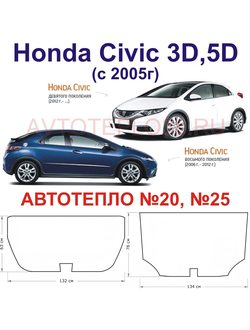 Автотепло для Honda Civic (3D,5D) с 2005г  №20, 25