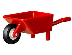 Minifigure, Utensil Wheelbarrow with White Pulley Wheel with Black Tire 14mm D. x 4mm Smooth Small Single with Number Embossed on Side 98288 / 3464c03, Red (98288c01)