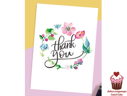 Мини-открытка "Thank you" белая, 10,5х7,5 см