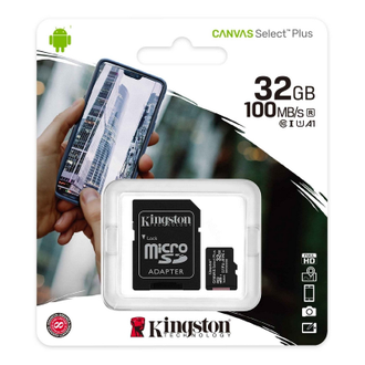 Карта памяти Kingston Canvas Select Plus microSDHC UHS-I + адаптер, SDCS2/32Gb