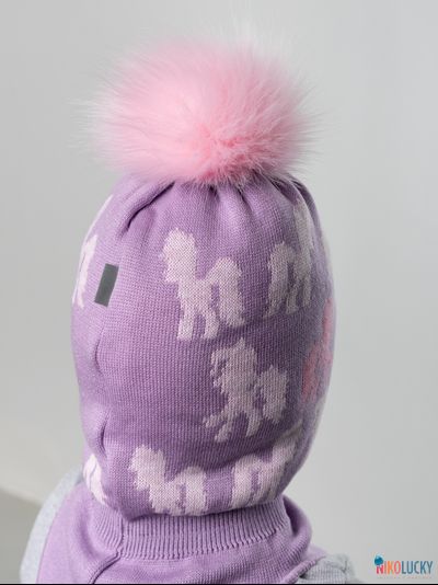 Шапка-шлем 23101-03 с утепл., хб подклад, фиалковый,роз. 52-54