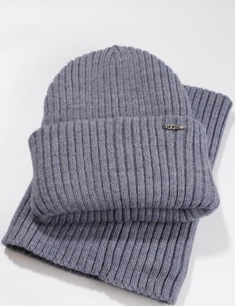 Комплект шапка и шарф "Резинка" 840-838    джинс, т.серый, бежевый, кофе, чёрный, ср.серый, т.беж