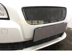 Защита радиатора Volvo S40 II (рестайлинг) 2007-2012 3D black верх (устанавливается вместо штатной)