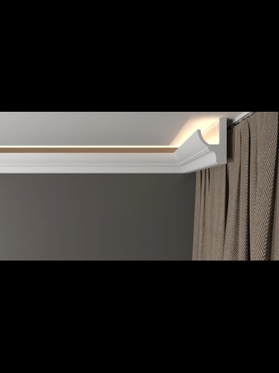 Потолочный плинтус для подсветки DECOR-DIZAYN DD508, из дюрополимера, под покраску, ударопрочный, 2 метра.