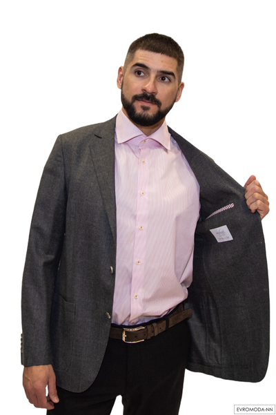 Пиджак мужской серый в клетку Флойд (52)