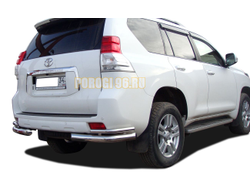 Защита заднего бампера уголки двойная d76/42 для Toyota Land Cruiser Prado 150 (2010-...)