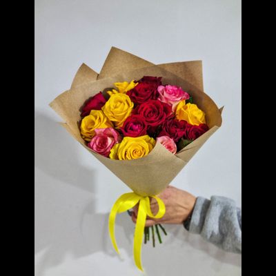 Роза Россия 40 см 15 шт микс