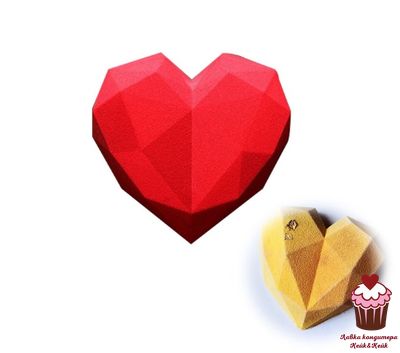 Форма для муссовых десертов Алмазное сердце, силикон, Китай