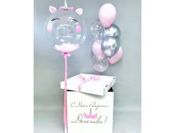 коробка-сюрприз + шары  "единорожек"