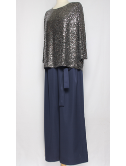 Брюки палаццо С БАНТОМ" т.синие р.52