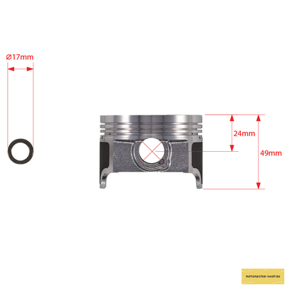 Поршень в сборе 4T двиг. CB250 d-69, p-17 (тефлон) SM-PARTS