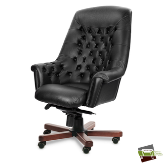 Кресло для руководителя Zurich A кожа черная+к/з/т.орех