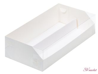 Коробка для макарон с пласт. крышкой и ложементом 21*11*5,5см Белая