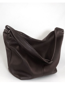 (АРТИКУЛ: 7927/1/82) СУМКА МЕШОК ЖЕНСКАЯ, БОЛЬШАЯ, НАТУРАЛЬНАЯ КОЖА, TEМНО-КОРИЧНЕВАЯ, ШИРОКИЙ РЕМЕНЬ ЧЕРЕЗ ПЛЕЧО