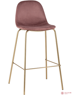 Стул барный Валенсия велюр пыльно-розовый золотые ножки