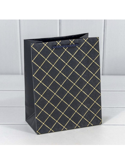 Пакет подарочный "Ромбы" (синий), 180*100*230мм