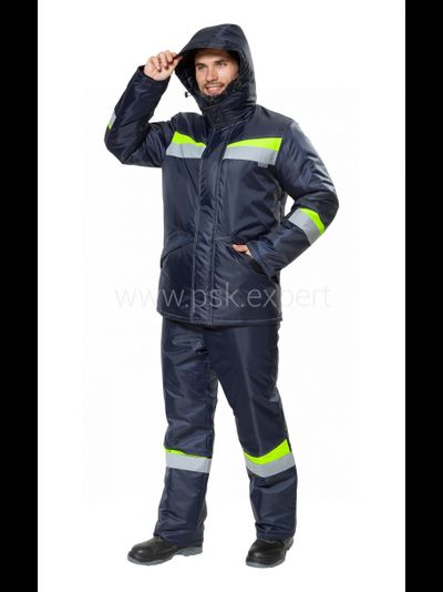 Костюм КОМФОРТ-ЗИМА с полукомбинезоном, синий/неон
