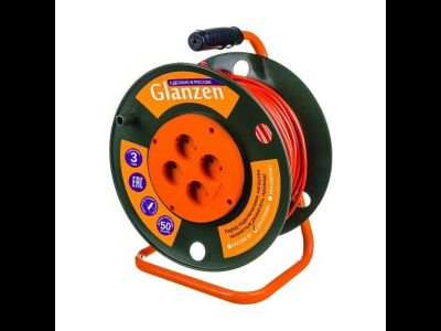 Удлинитель силовой GLANZEN EB-50-003 на катушке 4 гнезда ПВС 2x1 00012290