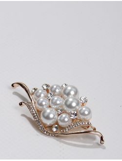 Брошь "Волна с жемчугом" золото