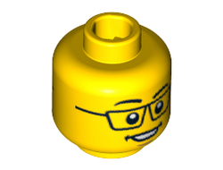 Minifigure, Head Dual Sided Black Glasses, Smile / Scared Pattern - Hollow Stud, Yellow (3626cpb0585 / 4623948 / 4642507)